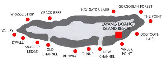 Layang Layang Island Divesite Map - Courtesy of Layang Layang Island Resort