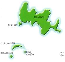 Map of Kota Kinabalu's Tengku Abdul Rahman Marine Park, Sabah, Malaysia Borneo